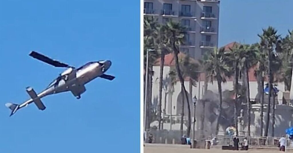 Helicopter crashes in Huntington Beach, California