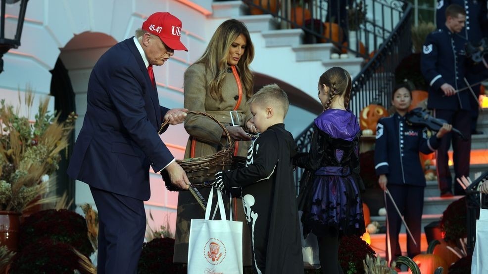 hosting Halloween at the White House, President Trump and first lady Melania