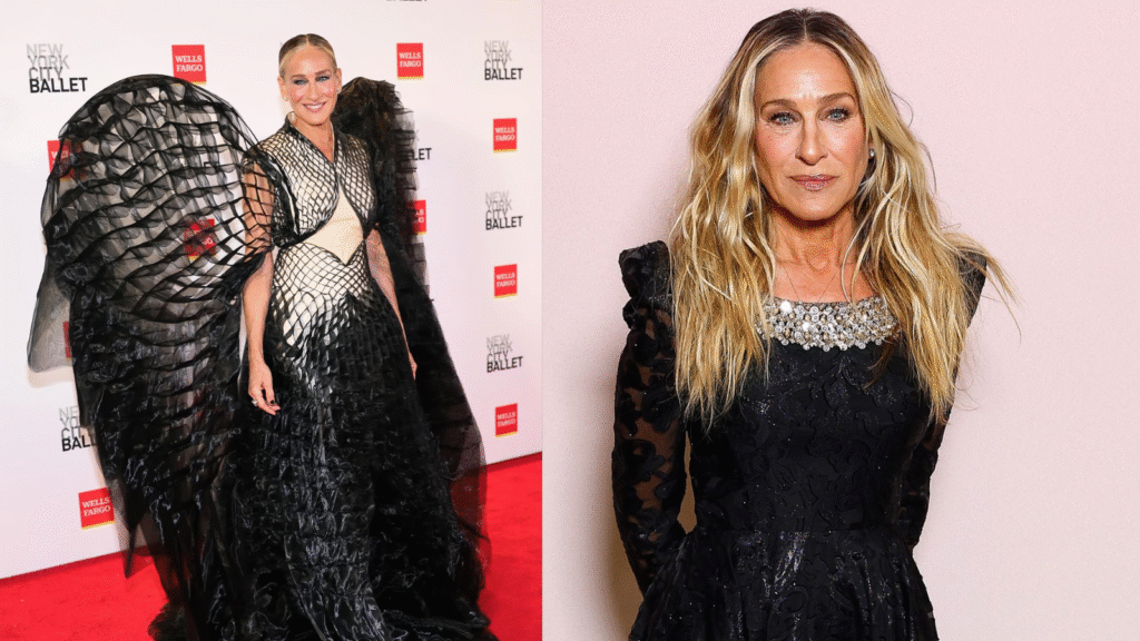 Sarah Jessica Parker Models Sculptural Gown With Giant Sheer Wings